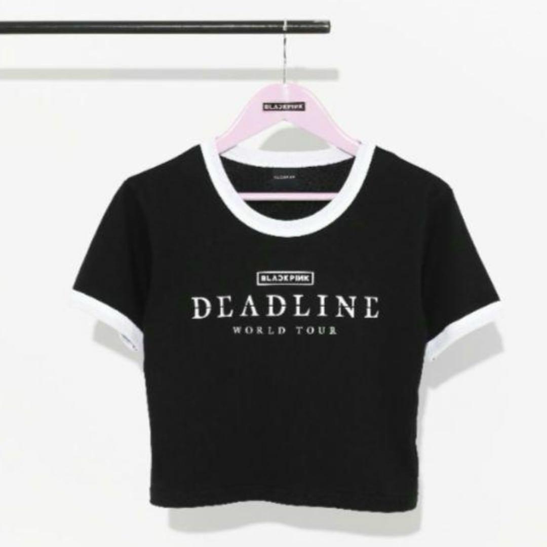 新品 BLACKPINK Tシャツ ハート ショート丈Tシャツ 黒 新品 BLACKPINK Tシャツ DEADLINE ショート丈Tシャツ 黒 M