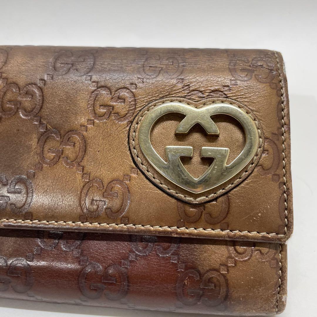 1895 GUCCI グッチ 長財布 シマ ハート ロゴ