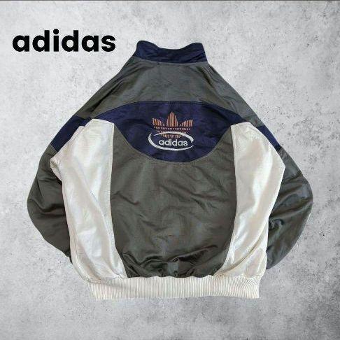 90s adidasアディダス トレフォイル ロゴ刺繍 トラックパンツ 黒