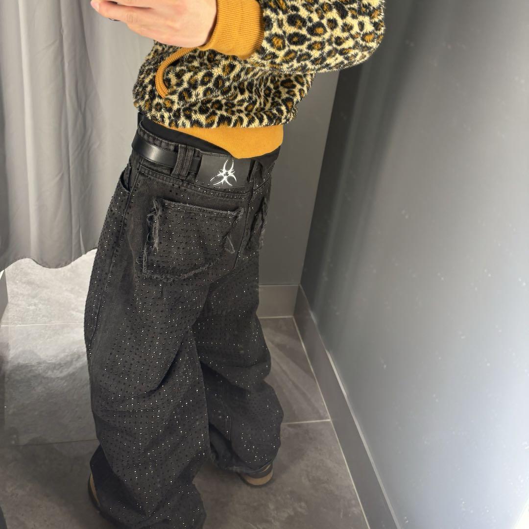パンツ Cozy worldwide RHINESTONE WASHED JEANS