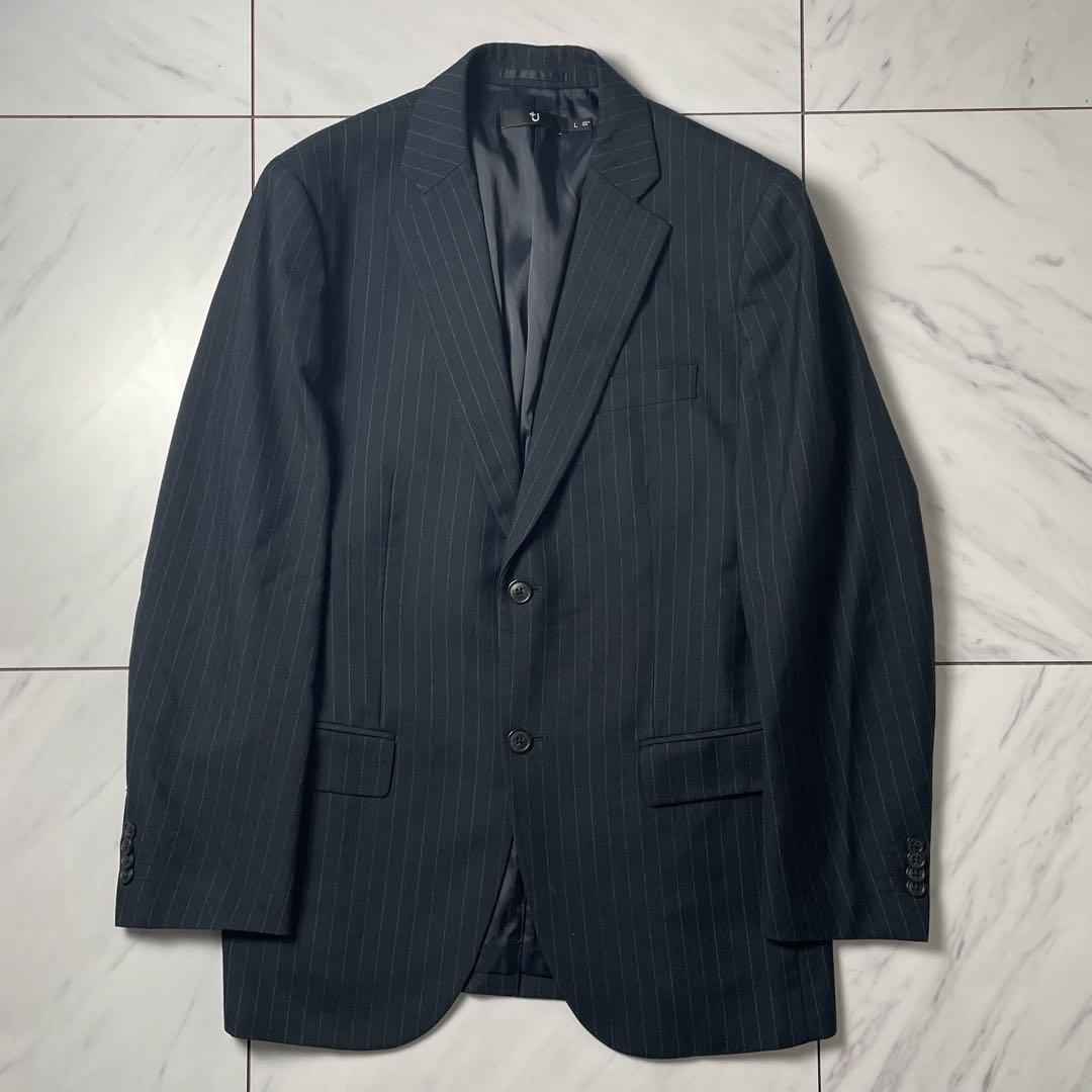UNIQLO +J プラスジェイ セットアップ ネイビーストライプ UNIQLO +J セットアップ スラックス2本 ストライプ ネイビー L