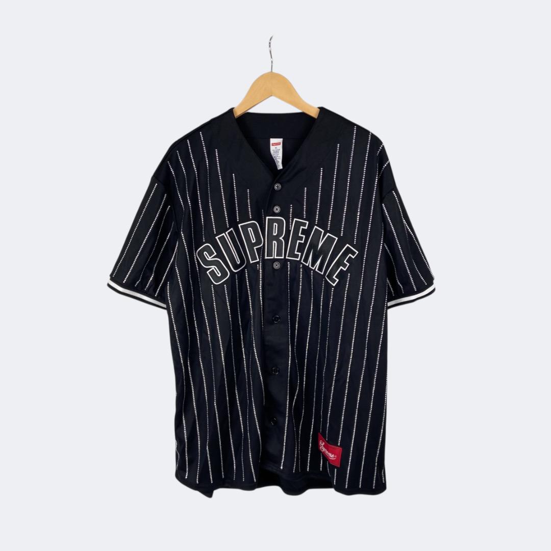 Supreme Rhinestone Stripe BaseballJersey