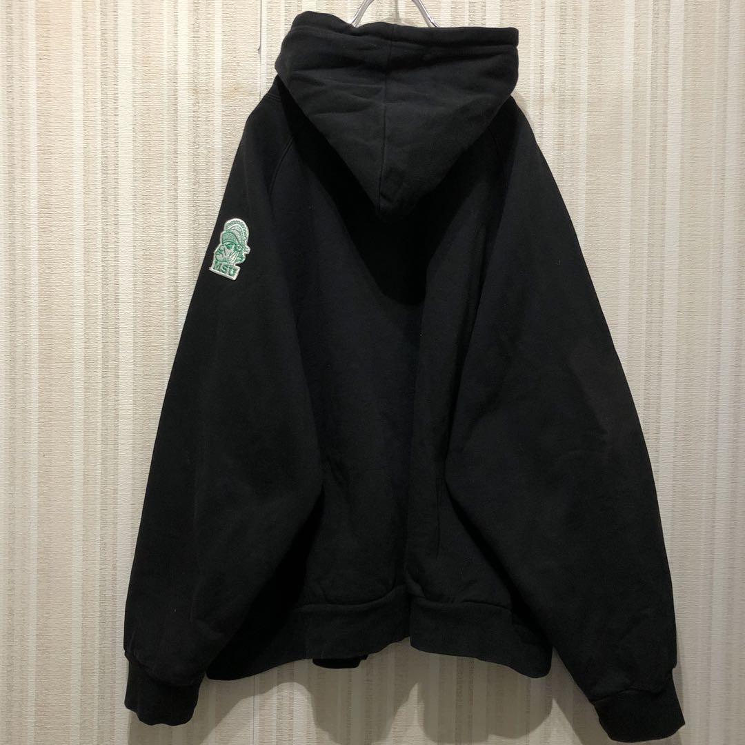超ビッグサイズ 裏サーマル フルジップスウェットパーカー 黒