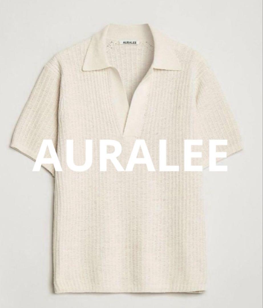 AURALEE RIB KNIT SKIPPER POLO ECRU サイズ1