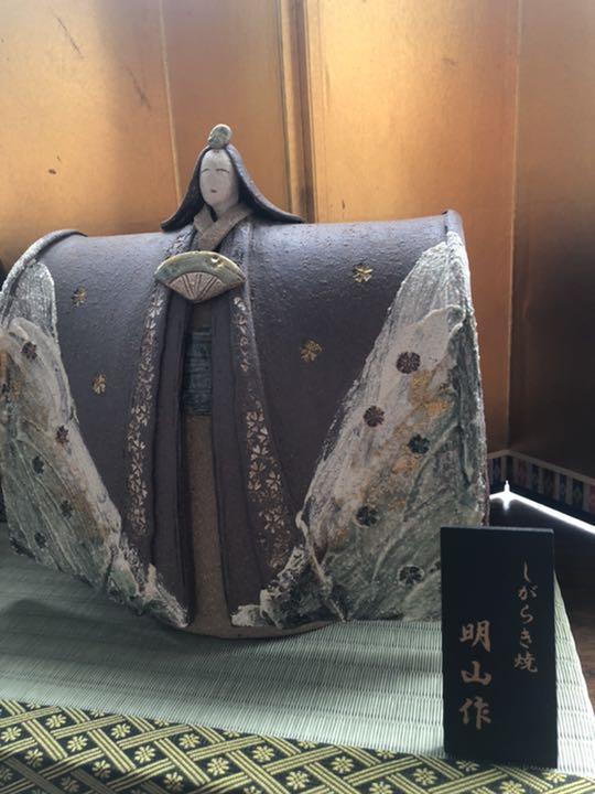 【未使用】明山窯　雛人形　ひな祭り 朧月夜 □信楽焼 雛人形□ 明山 信楽焼 明山窯
