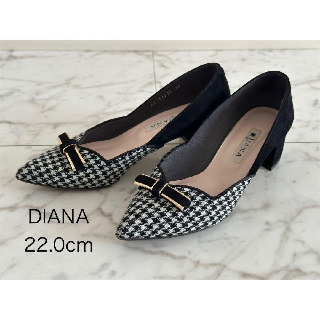 DIANA ダイアナ リボン パンプス 22cm ヒール4cm靴