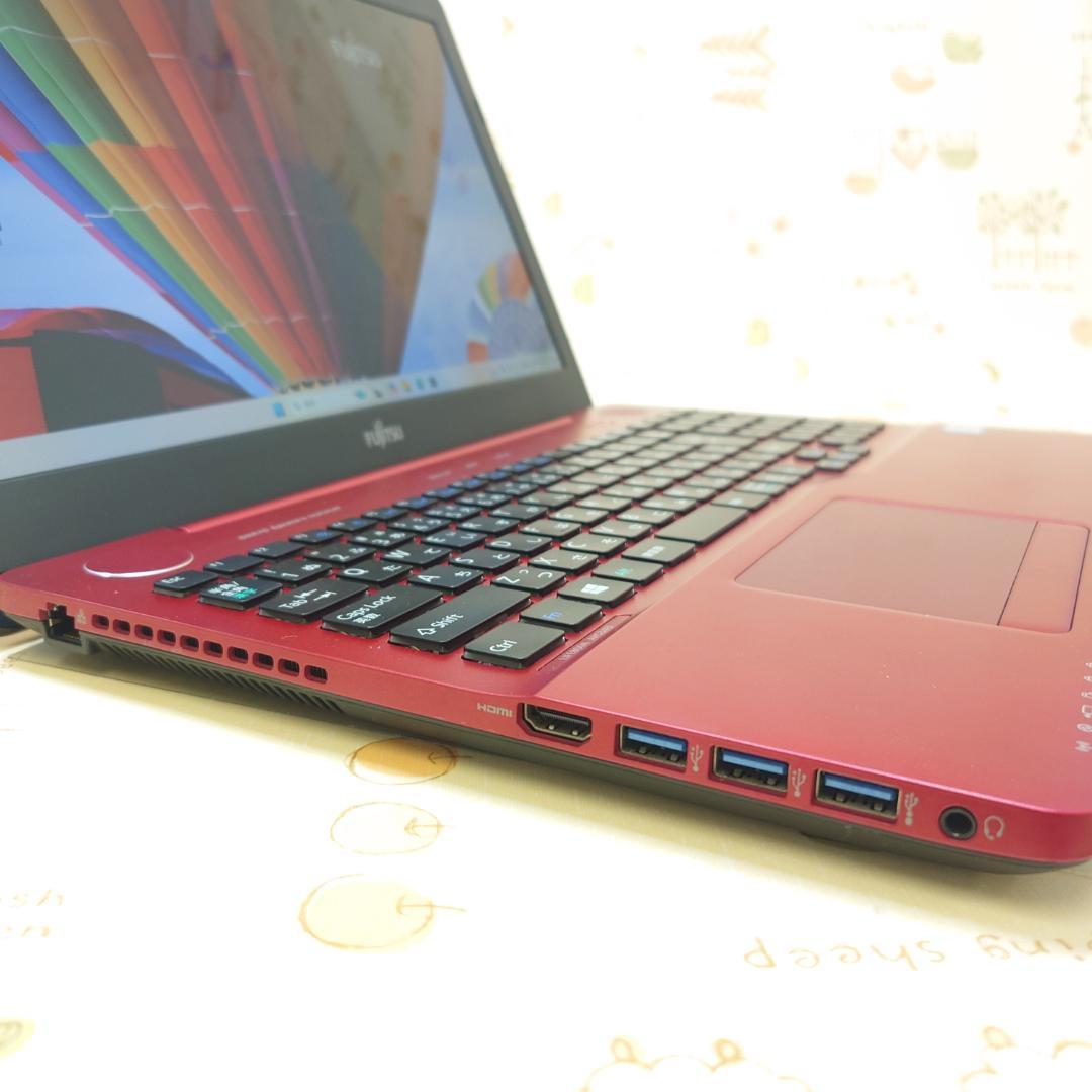 フルHD Windows11 オフィス付き 新品SSD i7 赤ノートパソコン
