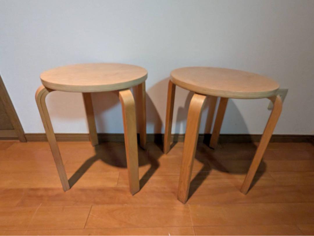 □送料込□IKEA フロスタ 木製バーチ材 スタッキングスツール