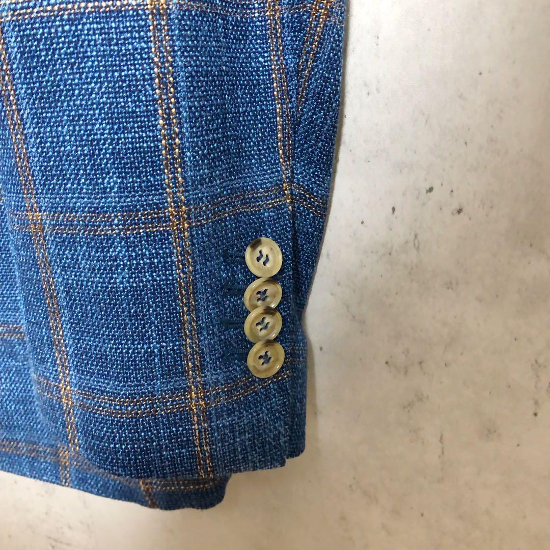 美品　GABO NAPOLI ウールシルク　チェック シングルジャケット