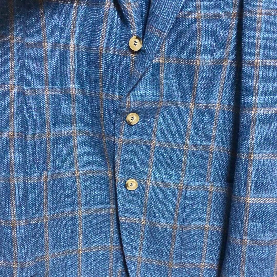 美品　GABO NAPOLI ウールシルク　チェック シングルジャケット