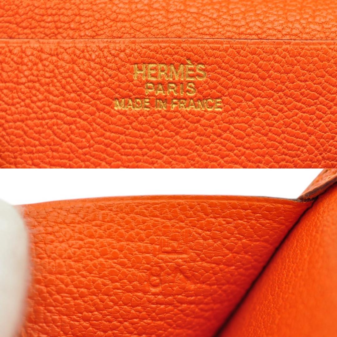 HERMES 美品 ベアン シェーブル オレンジ 長財布 □H刻印