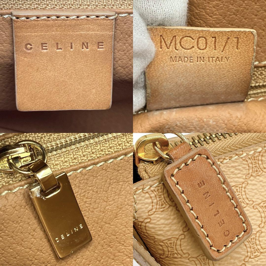 極美品　CELINEアクセサリーポーチ　ハンドバッグ　マカダム柄　ゴールド金具 CELINE】アクセサリーポーチ ハンドバッグ マカダム柄 ゴールド金具