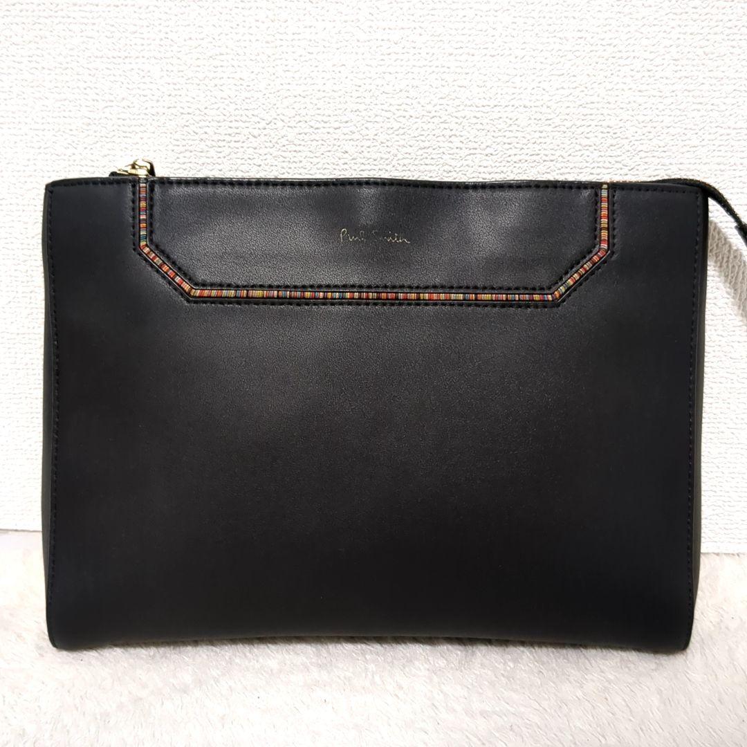 ✨美品✨ポールスミス ショルダーバッグ クラッチ インセットストライプ ブラック