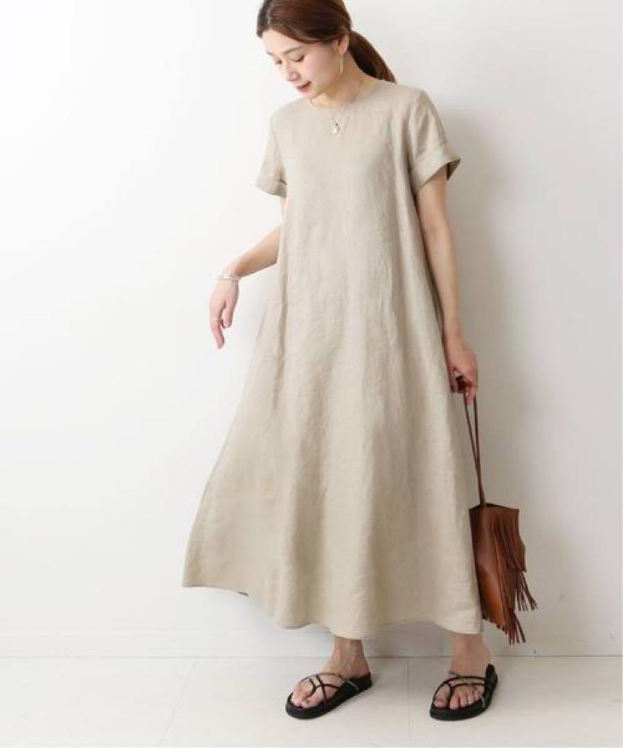 【美品】ジャーナルスタンダード　麻100％　リネンフレアマキシワンピースワンピース