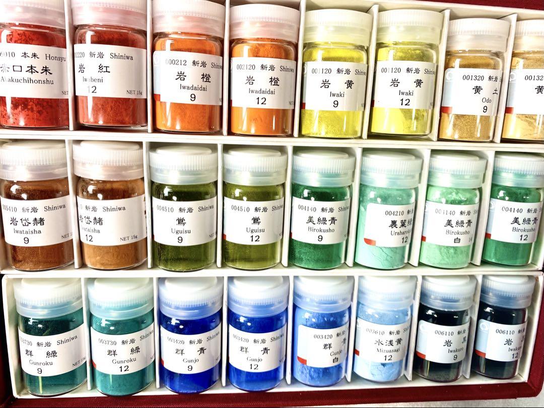 【中古】ナカガワ胡粉 日本画用絵具 鳳凰 岩絵具 24色セット(赤)