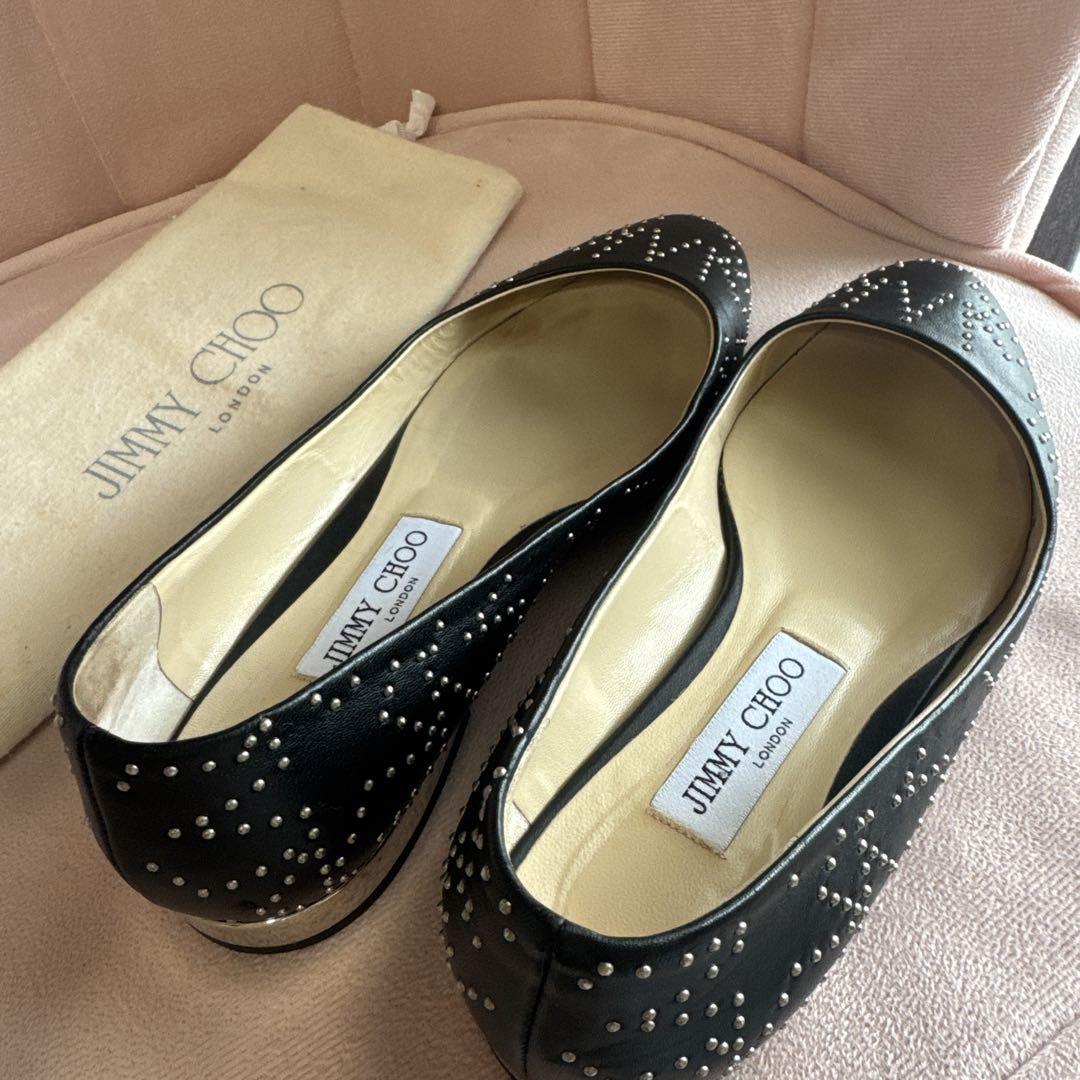 JIMMY CHOO スタッズ付きバレエシューズ ブラック