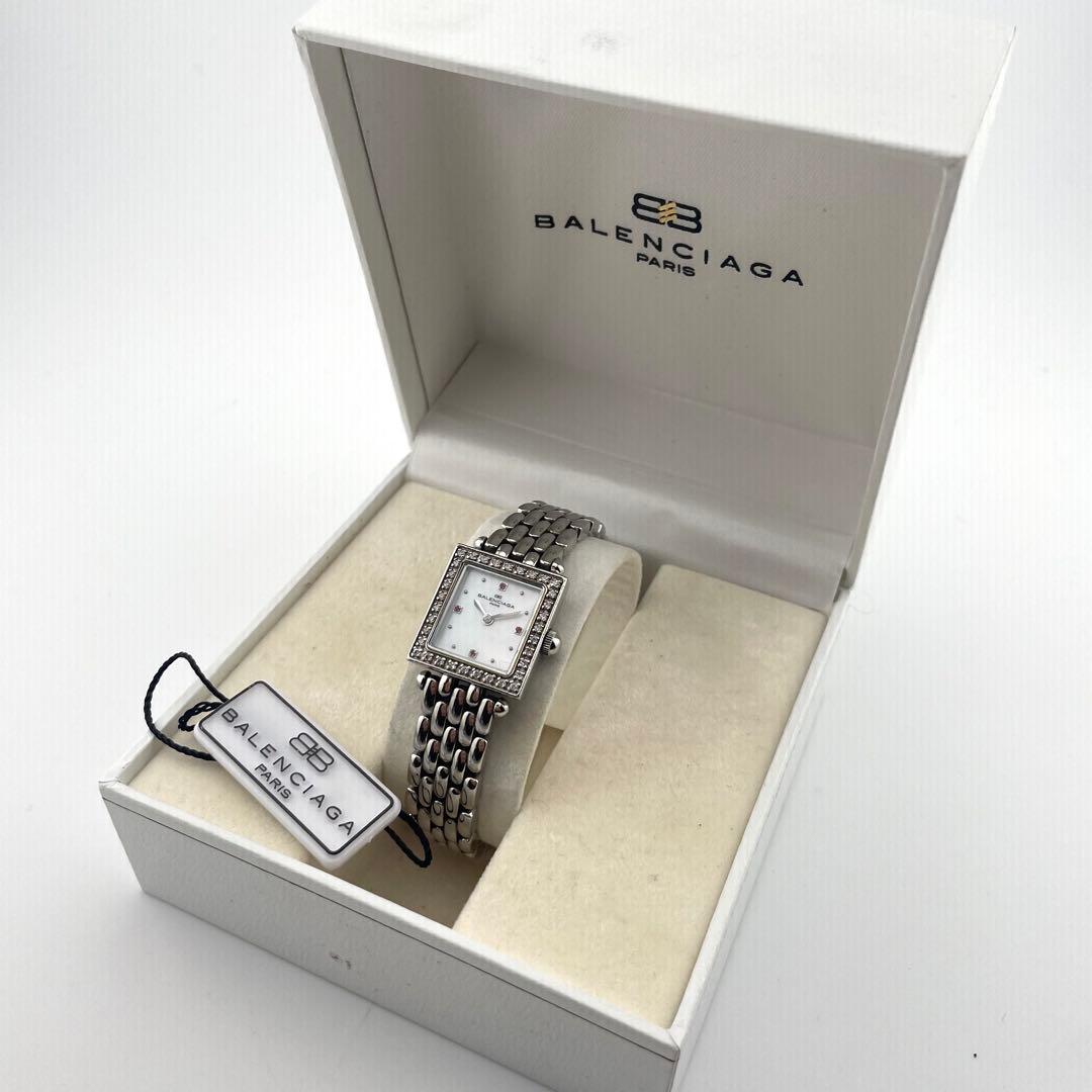 バレンシアガ ダイヤベゼル シェル文字盤 スクエア 腕時計 レディース ジャンク バレンシアガ ダイヤベゼル シェル文字盤 スクエア 腕時計 レディース ジャンク