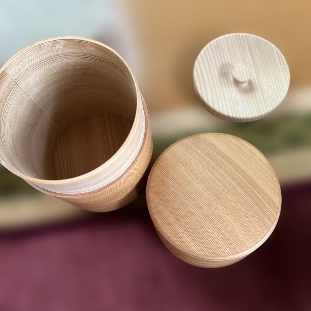 大館曲げわっぱ　天然秋田杉　定価15000円以上　茶筒　蒔絵　大　廃盤貴重