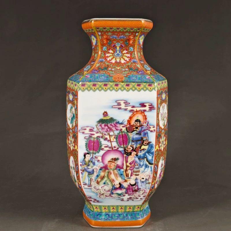 年制琺瑯彩万花彩四方花瓶工芸品 陶磁器 装飾品 花瓶 花器 美品 置物 陶芸 工芸品 陶磁器 装飾品 花瓶 花器 美品 美術品 置物 陶芸 - メルカリ