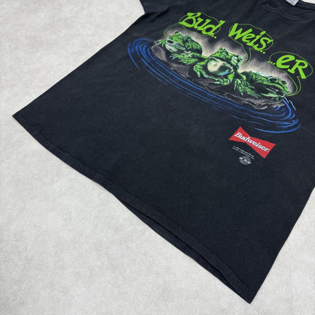 古着 90s バドワイザー 半袖 シャツ ビール 企業 カエル ブラック 黒 ⑩