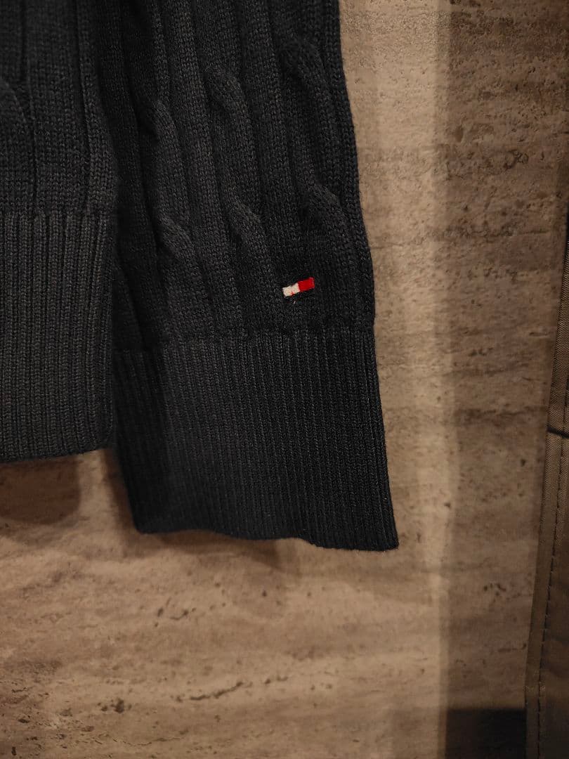 L 新品 タグ付き TOMMY HILFIGER ケーブルセーター ネイビー