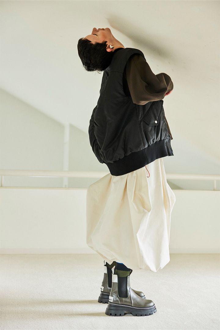 ジャケット・アウター OMMO NO SLEEVE MIDDLE MA-1 BLACK