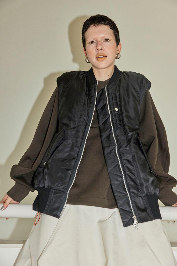ジャケット・アウター OMMO NO SLEEVE MIDDLE MA-1 BLACK