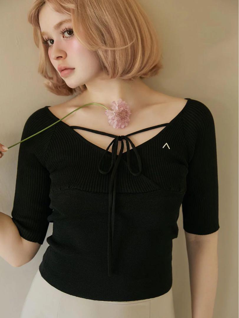 andmary Luna cachecoeur tops Black（アンドマリー ANDMARY