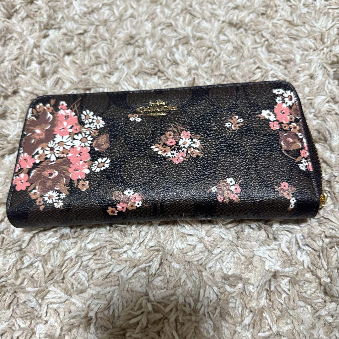 新入荷 COACH 新品 財布 ブラウン コーチ 茶 長財布 花柄 レディース 小物