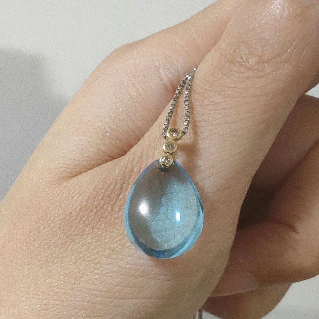 K18 ブルートパーズ ダイヤモンド ネックレス トップ 大粒 GSTV K18 ブルートパーズ ダイヤモンド ネックレス トップ 大粒 GSTV