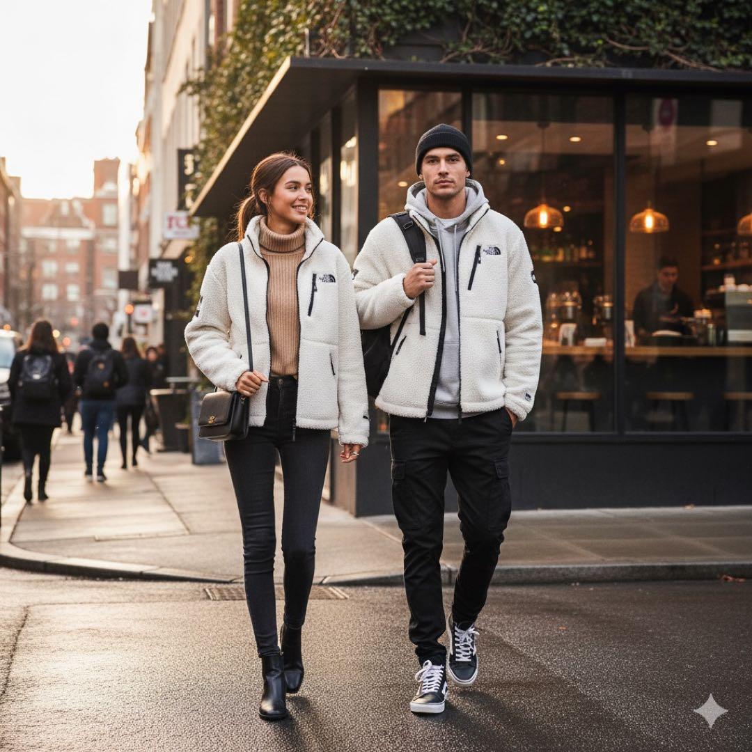 【ほぼ未使用&海外限定】ノースフェイス フリースジャケット ホワイト メンズM 【ほぼ未使用&海外限定】ノースフェイス フリースジャケット ホワイト メンズM