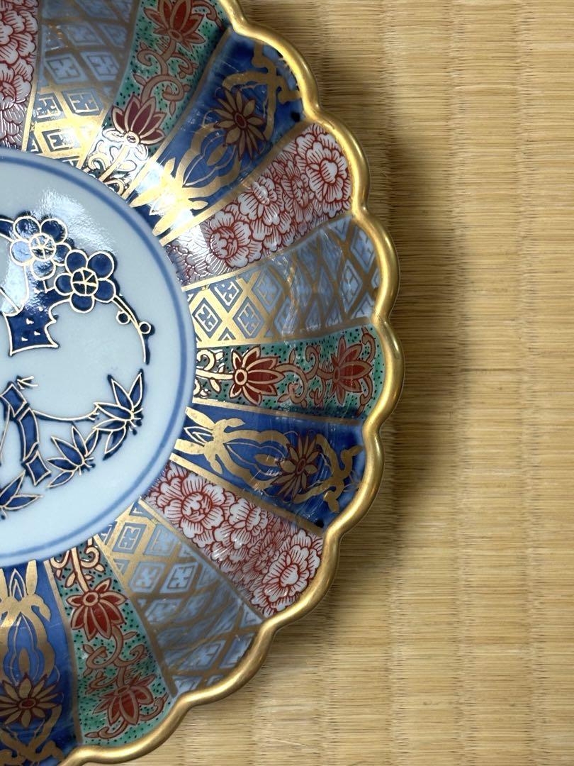 【新品・未使用】林九郎 錦 菊割内外 金彩 松竹梅 中鉢 5枚セット