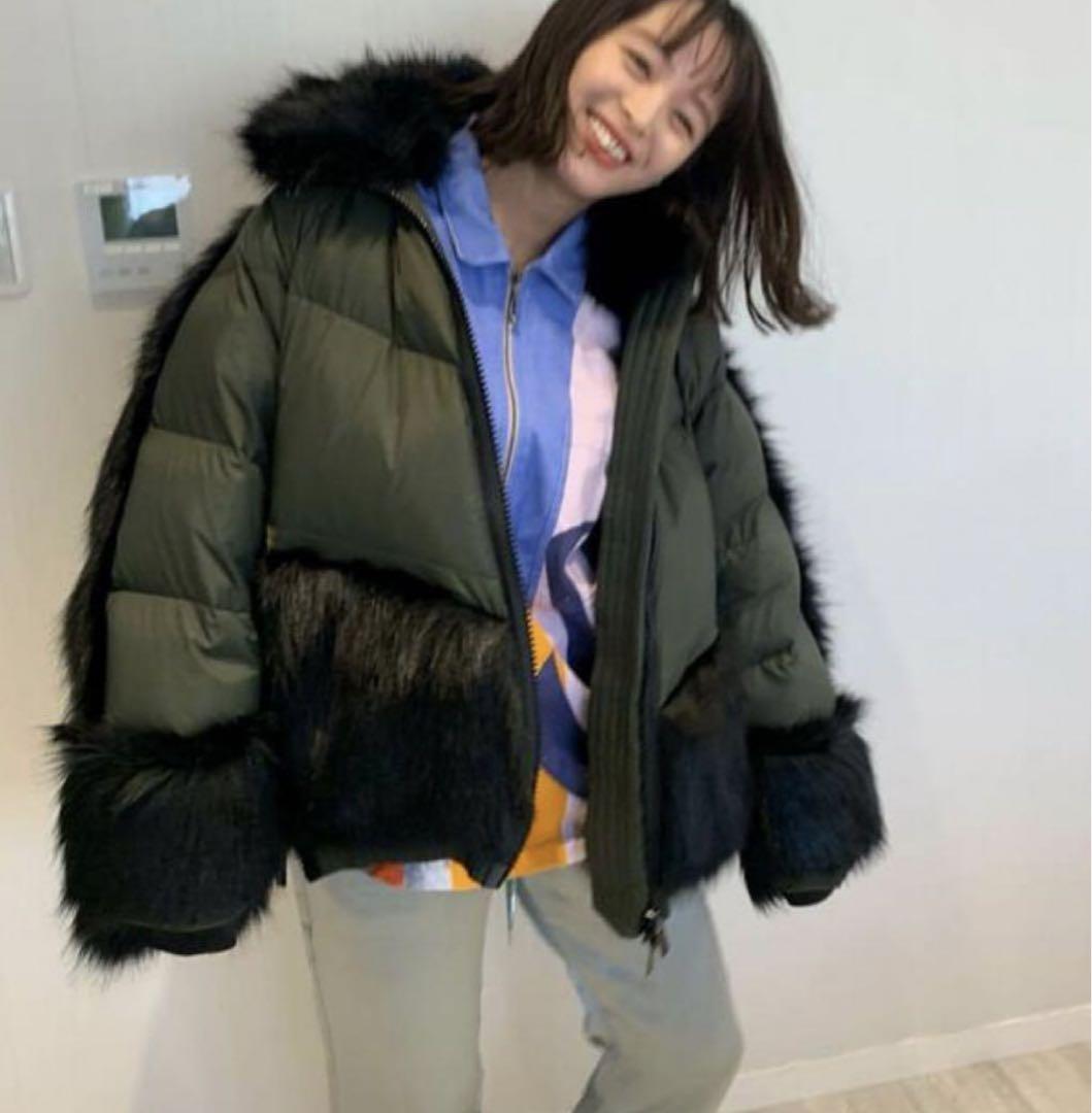 極美品！Sacai×NIKE☆ファーダウンジャケットXSカーキ/サカイナイキ