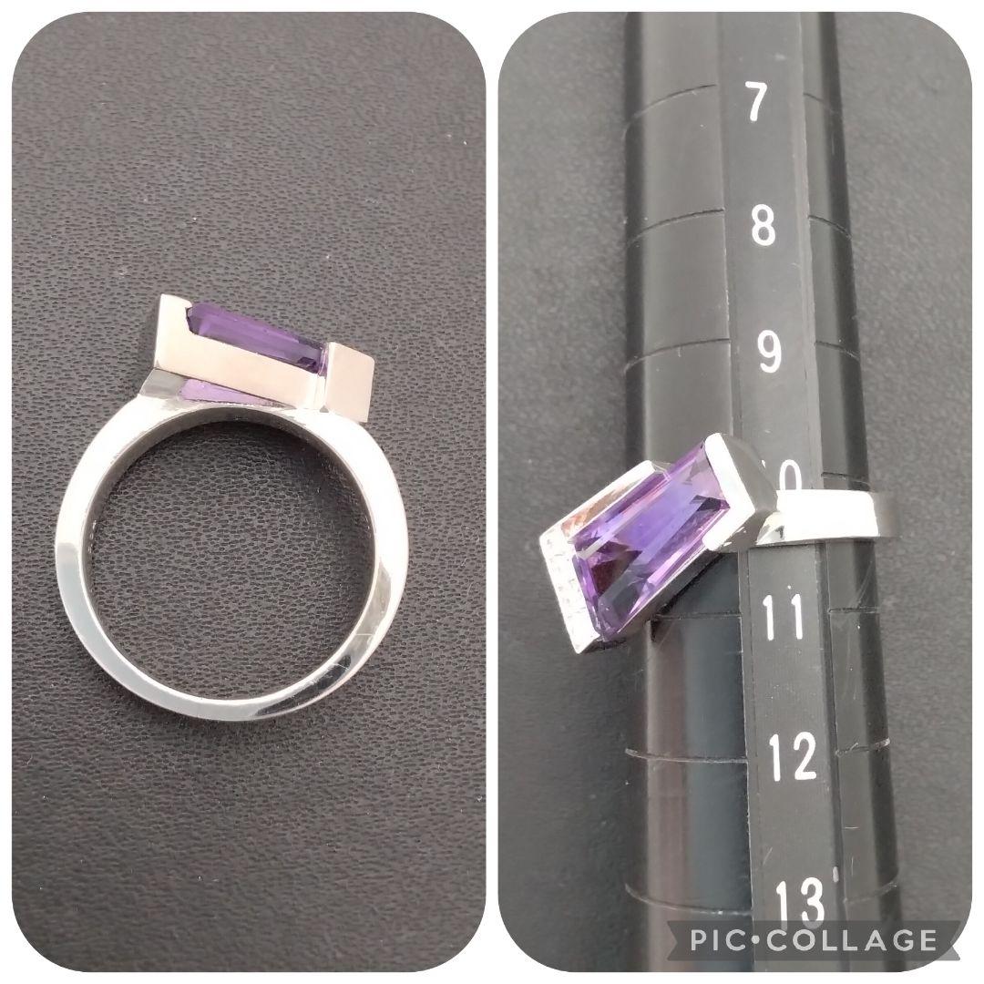 Pt900アメジスト リング 大粒 アメジストリング プラチナ900 一粒 特大 アメジスト5.25ct