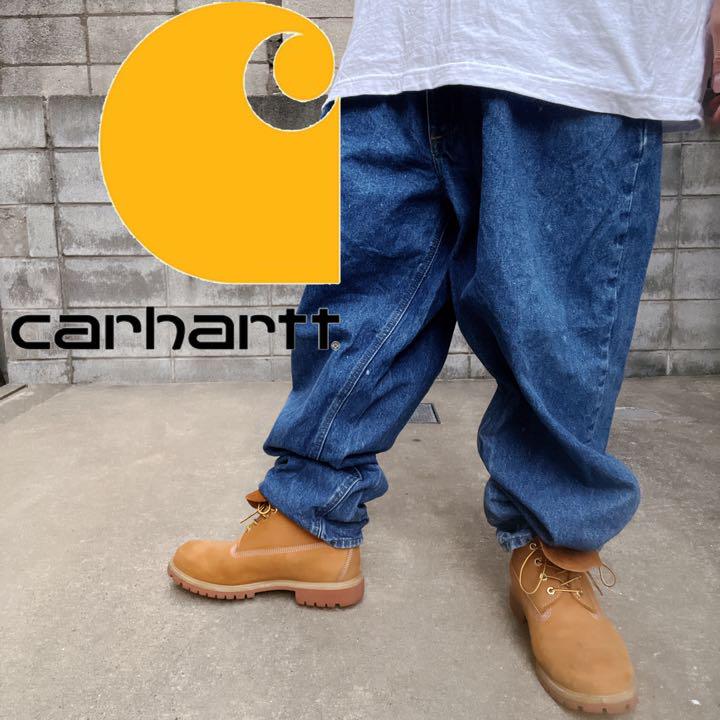 超話題新作 カーハート Carhartt 極太 B84 ジーンズ デニム バギー 1年間保証付 90s B2798 極太バギーデニムパンツW38古着 ステッチ刺繍 FUBUフブ デニム/ジーンズ