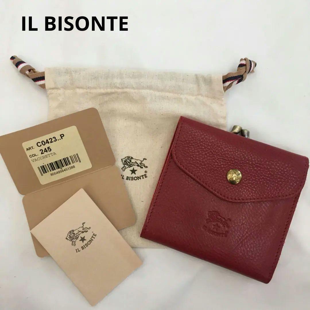 【IL BISONTE】新品未使用イルビゾンテがまぐち財布 ロッソ赤色レディース