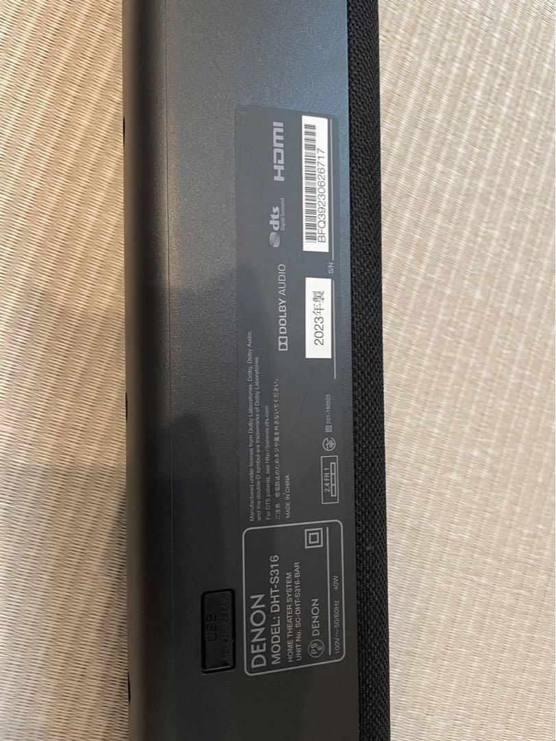 美品　2023年製　DENON DHT-S316-K ホームシアターサウンドバー