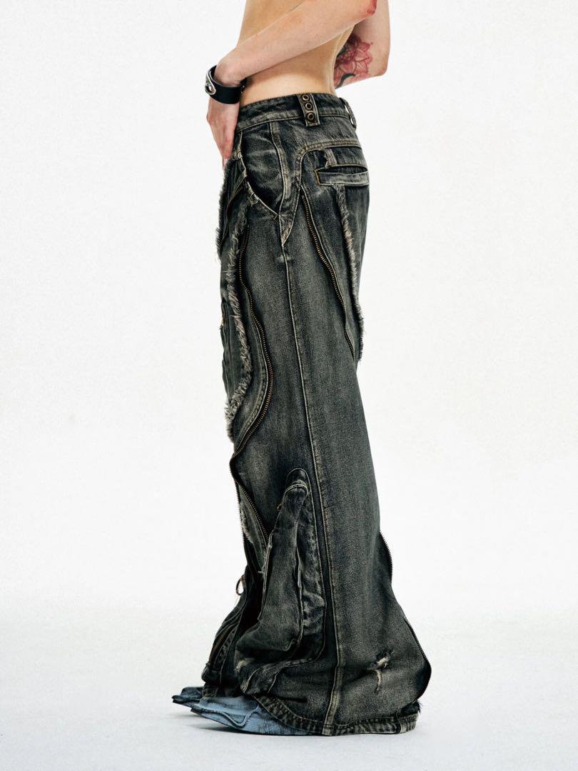 PERSONSOUL DIRTY RIPPED DENIM BAGGYJEANS
