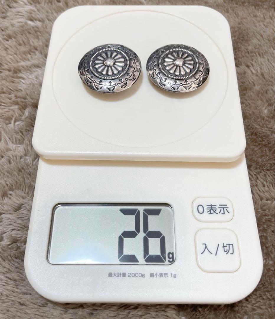 希少 ヴィンテージ コインシルバーコンチョ36mm フラワー 2個セット