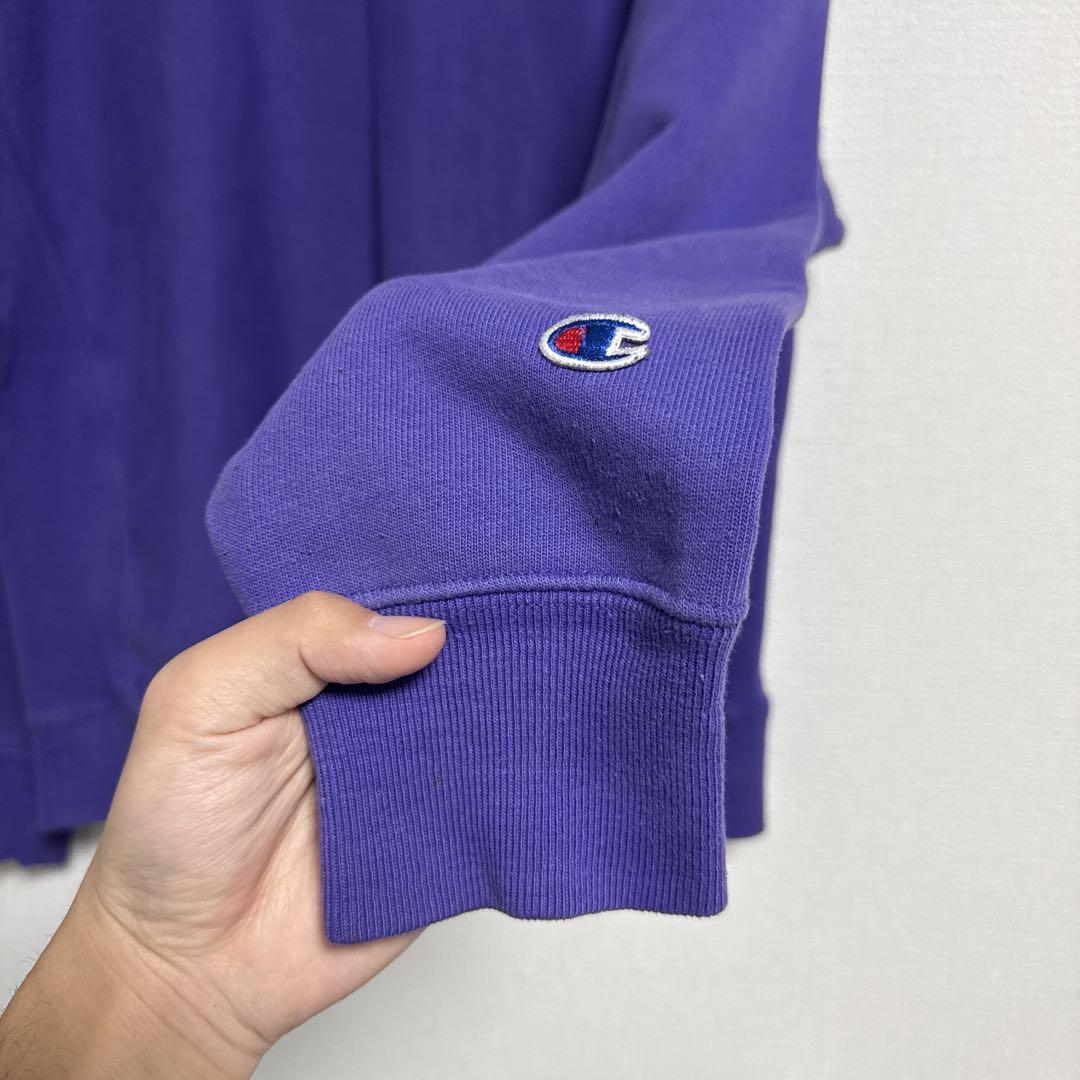 champion リバースウィーブ 古着 Lサイズ 紫 スウェット