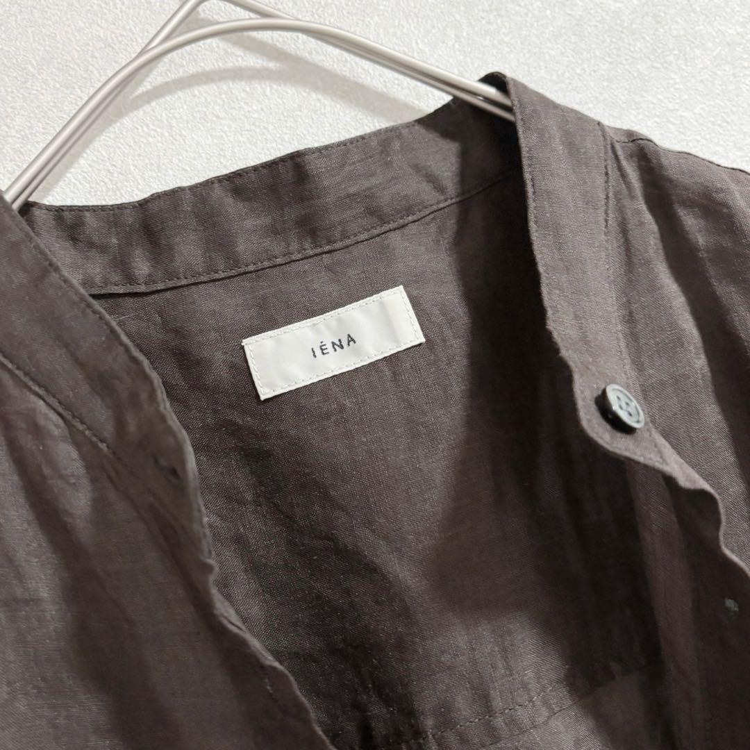 24SS IENA イエナ ラミーバンドカラーWポケットシャツ ブラウン