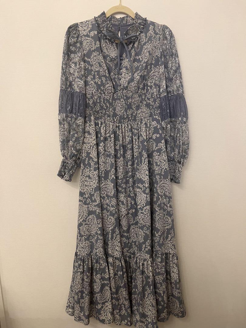 ワンピース Winter Floral Long-sleeve Dress