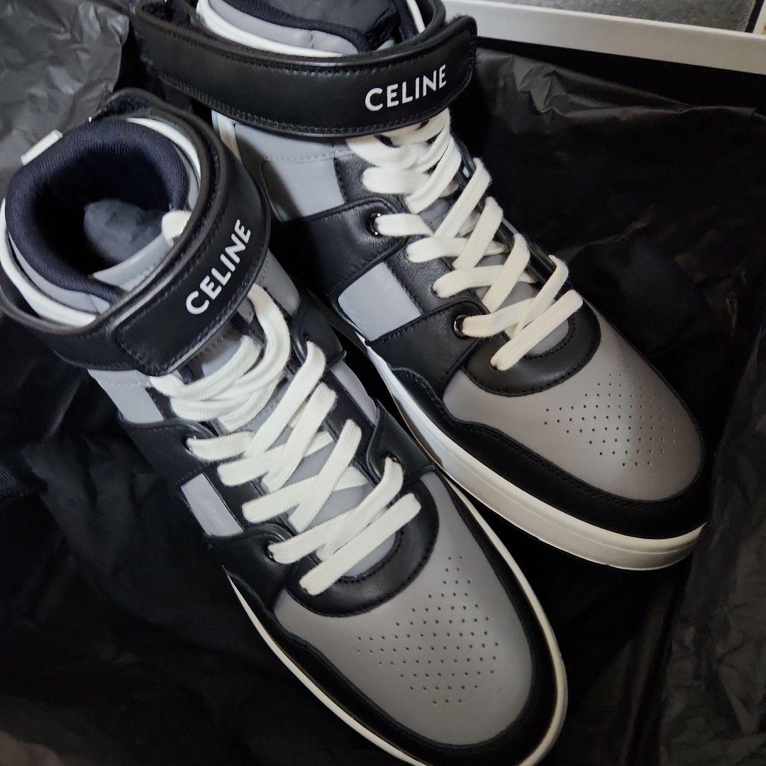 CELINE グレー ブラック ハイカットスニーカー