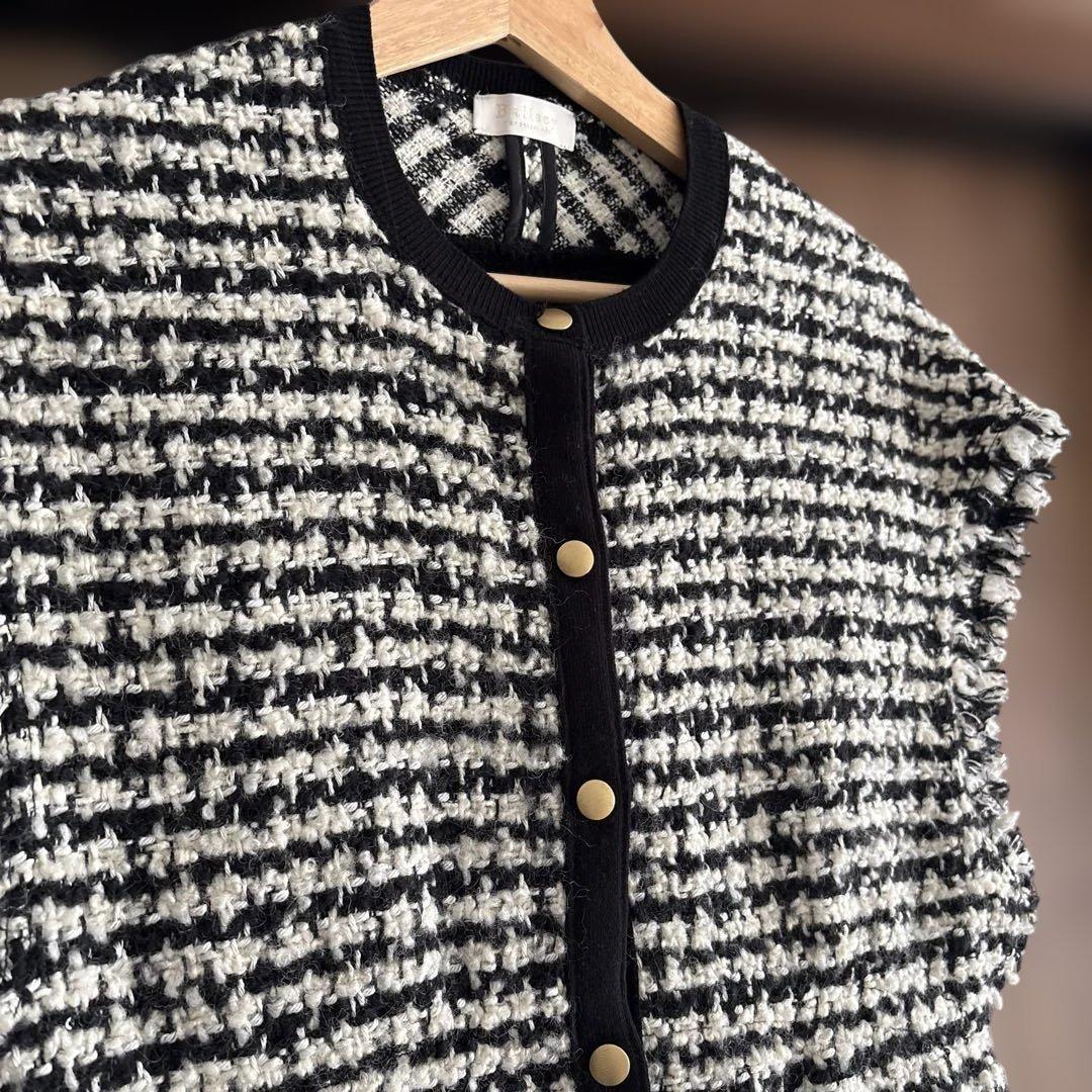 Ballsey ニットコンビツイード フレンチスリーブジレ 36(9号) Ballsey ニットコンビツイード フレンチスリーブジレ 36(9号)