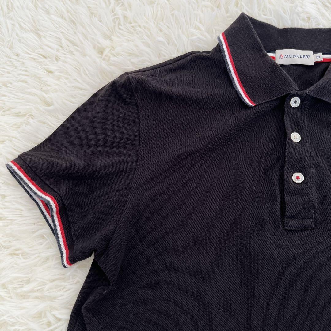 MONCLER モンクレール　鹿の子半袖ポロシャツ ロゴワッペン ストライプ
