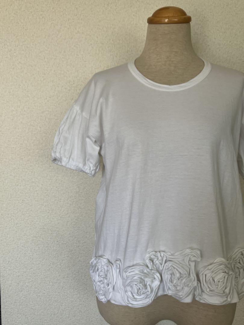 コムデギャルソン コムデギャルソン ホワイト パフスリーブ Tシャツ 花モチーフ