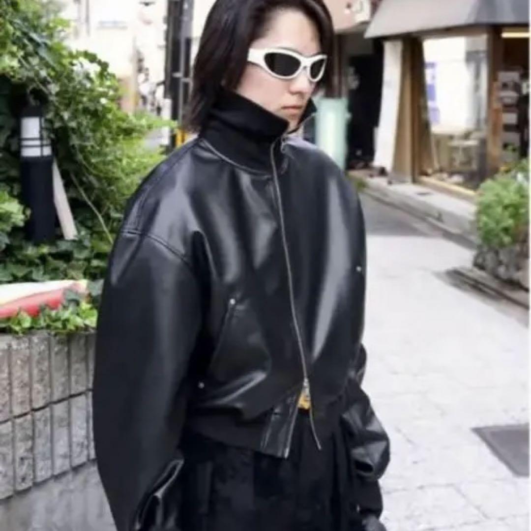 HYPE-03 High neck leather like jacket