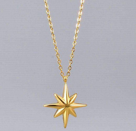 高品質.18 Kゴールドネックレス八芒星鎖骨チェーン