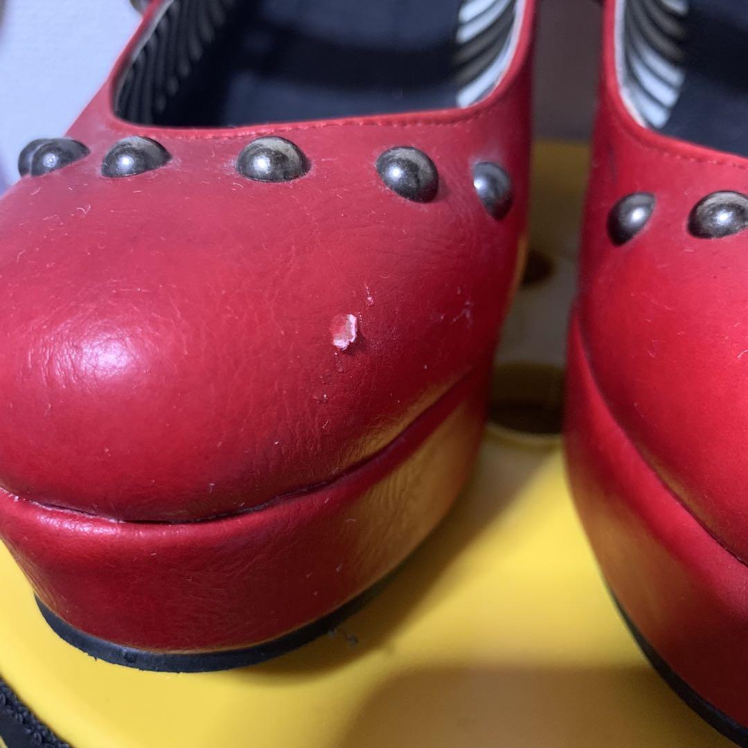 アルゴンキン ウェッジソール パンプス 厚底 スタッズ 編み上げ 赤 アルゴンキン ウェッジソール パンプス 厚底 編み上げ スタッズ