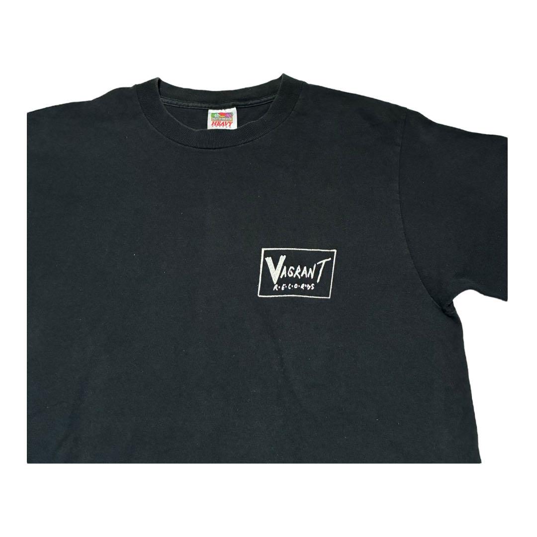 人気メーカー・ブランド 90s〜 FRUIT トップス M表記 ブラック RECORDS VAGRANT Tシャツ トップス